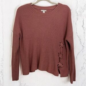 Pink Knit Sweater with Side Criss/Cross Accents Size L